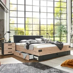Wohnen Betten<Stauraumbett in Tanne Holzoptik - Ardila