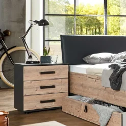 Wohnen Betten<Stauraumbett in Tanne Holzoptik - Ardila
