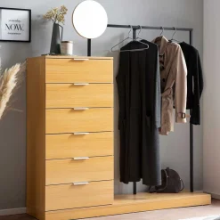 Wohnen Garderoben<Stehende Garderobe mit sechs Schubladen - Jannick
