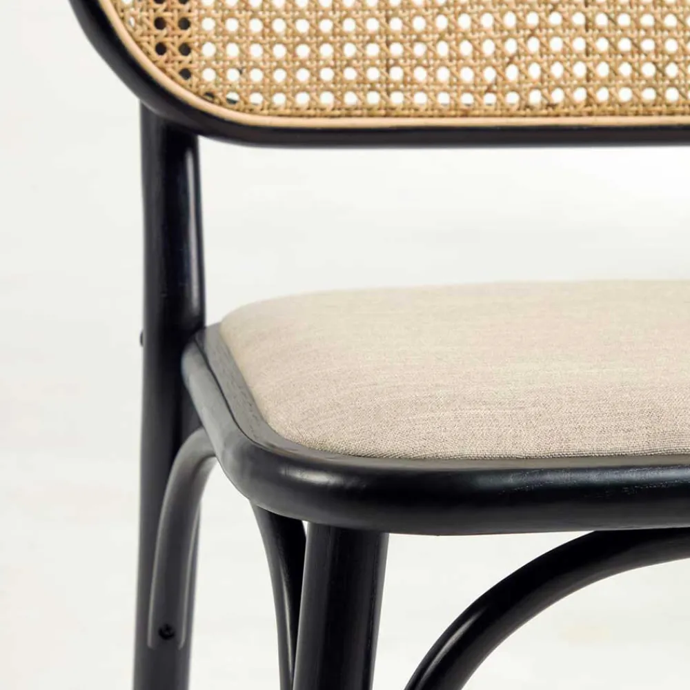 Wohnen Stühle<Stühle aus Ulme & Rattan & Stoff - Boxtan (2er Set)