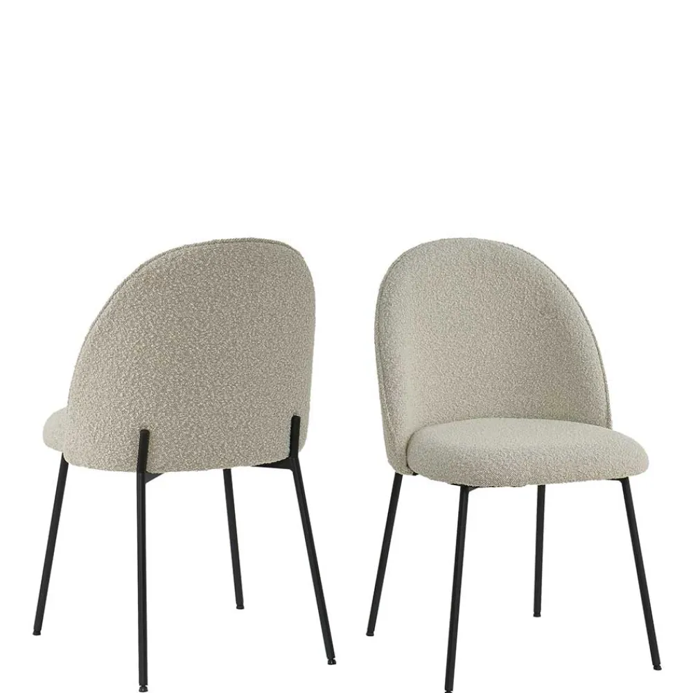 Wohnen Stühle<Stühle in Beigegrau mit Schwarz - Facanella (2er Set)