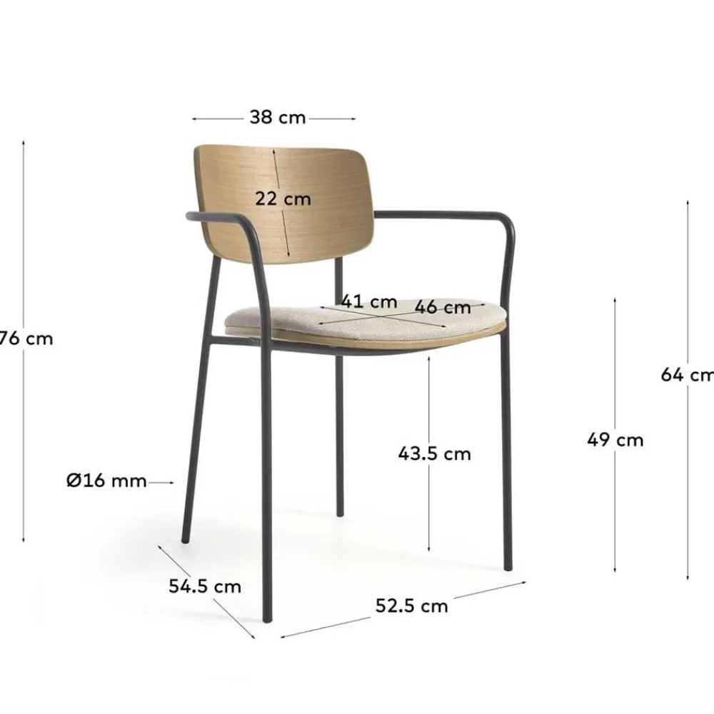 Wohnen Stühle<Stühle in Eiche & Beige & Schwarz - Salute (4er Set)