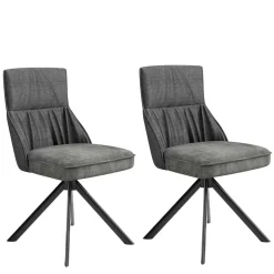 Wohnen Stühle<Stühle mit Federkern in Anthrazit - Markos (2er Set)