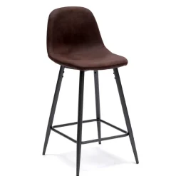 Wohnen Hocker<Stilvoller Barhocker mit Schalensitz Creditana Kunstleder Vintage Braun (2er Set)