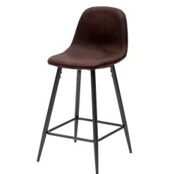 Wohnen Hocker<Stilvoller Barhocker mit Schalensitz Creditana Kunstleder Vintage Braun (2er Set)