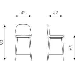 Wohnen Hocker<Stilvoller Barhocker mit Schalensitz Creditana Kunstleder Vintage Braun (2er Set)