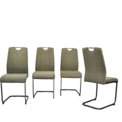 Wohnen Sessel|Stühle<Stoff Freischwinger Stühle in Oliv Grün - Maximo (4er Set)
