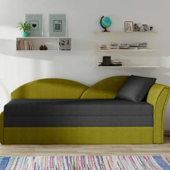 Wohnen Betten|Sofas<Stoff Recamiere in Dunkelgrau und Messinggelb - Clemeta