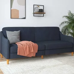 Wohnen Sofas<Stoff Schlafcouch in Dunkelblau - Alborg