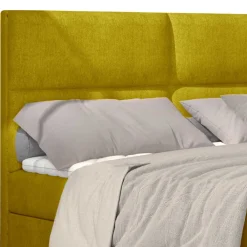Wohnen Betten<Stoffbett in Currygelb mit Matratzen und Topper - Hadaoi