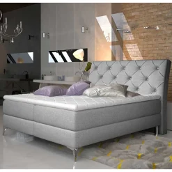 Wohnen Betten<Stoffbett mit Stauraum in Grau - Rentascia
