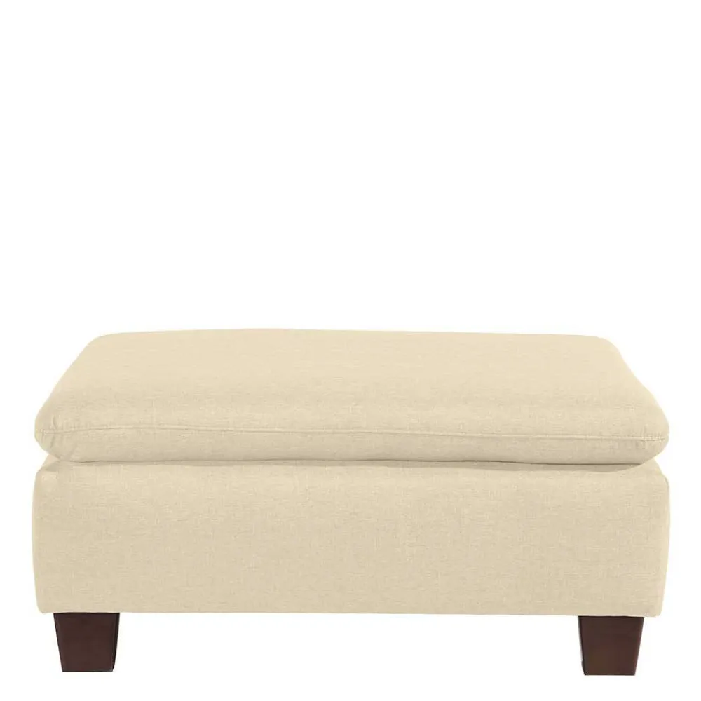Wohnen Hocker<Stoffhocker in Beige mit Nussbaum Braun - Nando