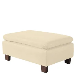 Wohnen Hocker<Stoffhocker in Beige mit Nussbaum Braun - Nando