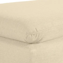 Wohnen Hocker<Stoffhocker in Beige mit Nussbaum Braun - Nando
