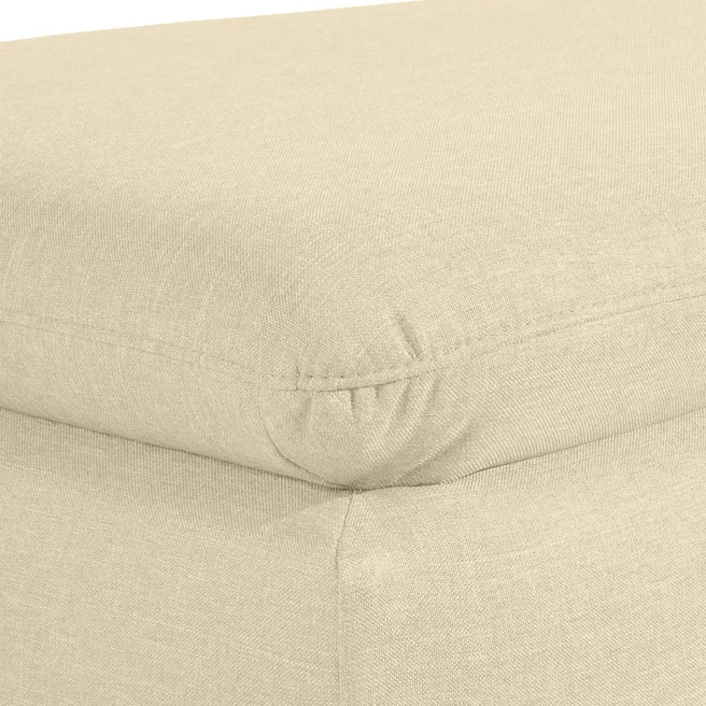 Wohnen Hocker<Stoffhocker in Beige mit Nussbaum Braun - Nando