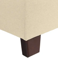 Wohnen Hocker<Stoffhocker in Beige mit Nussbaum Braun - Nando