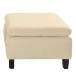 Wohnen Hocker<Stoffhocker in Beige mit Nussbaum Braun - Nando