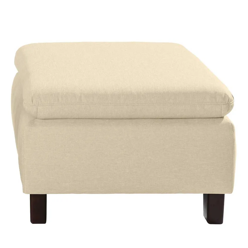 Wohnen Hocker<Stoffhocker in Beige mit Nussbaum Braun - Nando