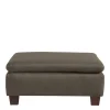 Wohnen Hocker<Stoffhocker in Beigegrau und Nussbaum - Abecra