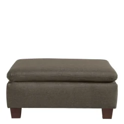 Wohnen Hocker<Stoffhocker in Beigegrau und Nussbaum - Abecra