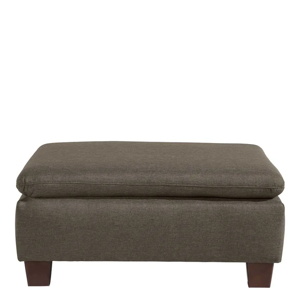 Wohnen Hocker<Stoffhocker in Beigegrau und Nussbaum - Abecra