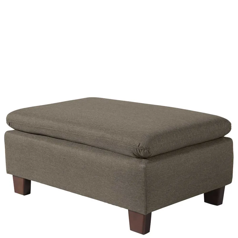 Wohnen Hocker<Stoffhocker in Beigegrau und Nussbaum - Abecra