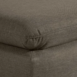 Wohnen Hocker<Stoffhocker in Beigegrau und Nussbaum - Abecra