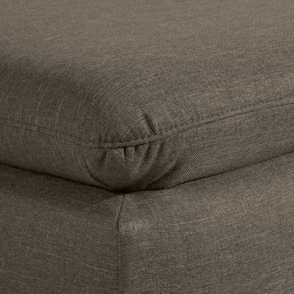 Wohnen Hocker<Stoffhocker in Beigegrau und Nussbaum - Abecra