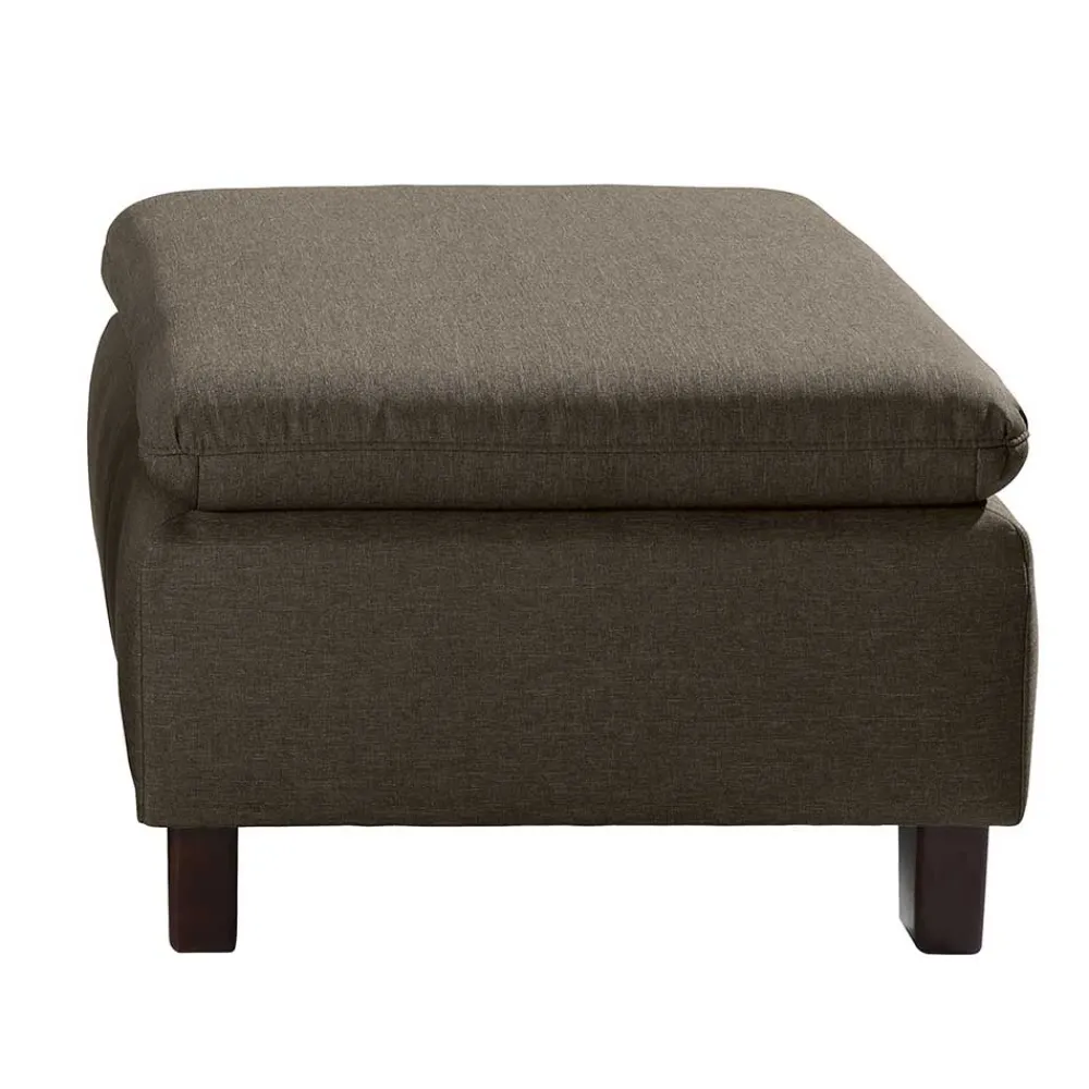 Wohnen Hocker<Stoffhocker in Beigegrau und Nussbaum - Abecra