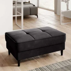 Wohnen Hocker<Stoffhocker mit Truhe in Schwarzgrau - Malchas