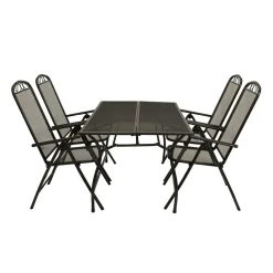 Wohnen Sitzgruppe<Streckmetall Gartentisch mit 4 Klappstühlen - Postumo (fünfteilig)
