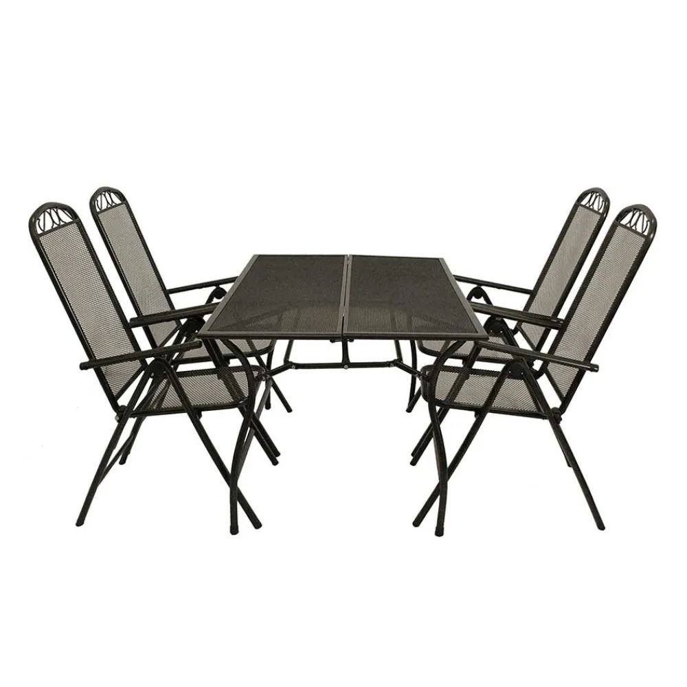 Wohnen Sitzgruppe<Streckmetall Gartentisch mit 4 Klappstühlen - Postumo (fünfteilig)