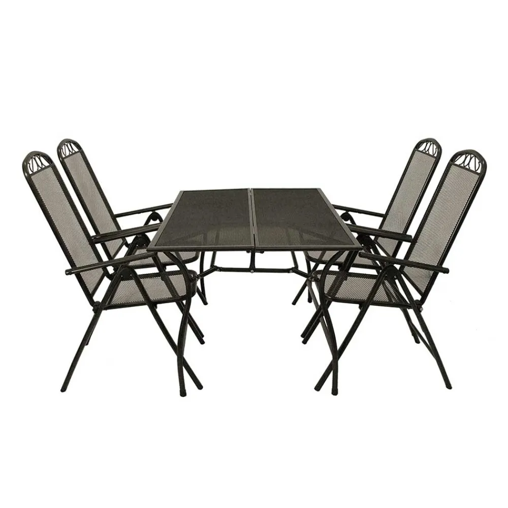 Wohnen Sitzgruppe<Streckmetall Gartentisch mit 4 Klappstühlen - Postumo (fünfteilig)