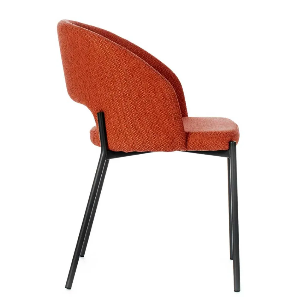 Wohnen Stühle<Strukturstoff Polsterstuhl in Orange - Megida (2er Set)