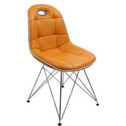Wohnen Sitzgruppe<Stylische Design Essgruppe in Orange Wancora mit Kunstleder Stühlen (fünfteilig)