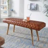 Wohnen Sitzbank<Stylische Lederbank mit Rautensteppung - Barrena