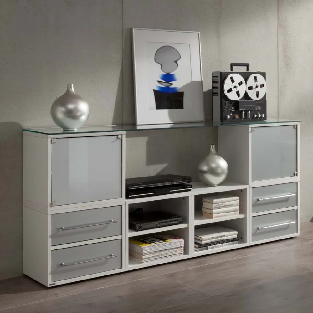 Wohnen Sideboards<Stylisches Stauraum Möbel in Weiß & Silber - Imtrador
