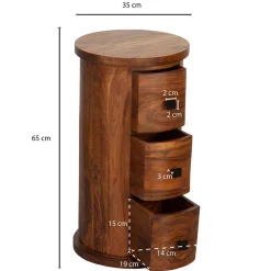 Wohnen Kommoden<Säulenkommode aus Mangoholz mit drei Schubladen - Active