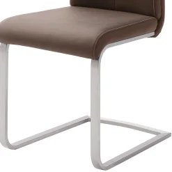 Wohnen Sessel<Swingstuhl in Braun Kunstleder Lemgo mit Edelstahlgestell (4er Set)