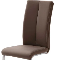 Wohnen Sessel<Swingstuhl in Braun Kunstleder Lemgo mit Edelstahlgestell (4er Set)