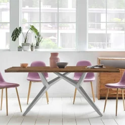 Wohnen Tische<Teak Altholztisch mit Designgestell - Wemdi