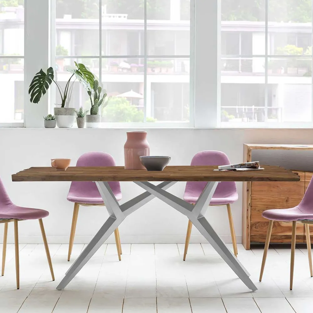 Wohnen Tische<Teak Altholztisch mit Designgestell - Wemdi