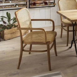 Wohnen Stühle<Teak Armlehnenstuhl mit Wiener Geflecht - Crasidio