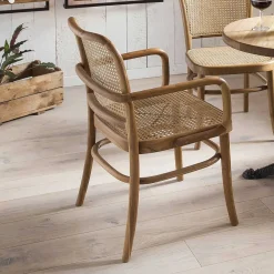 Wohnen Stühle<Teak Armlehnenstuhl mit Wiener Geflecht - Crasidio