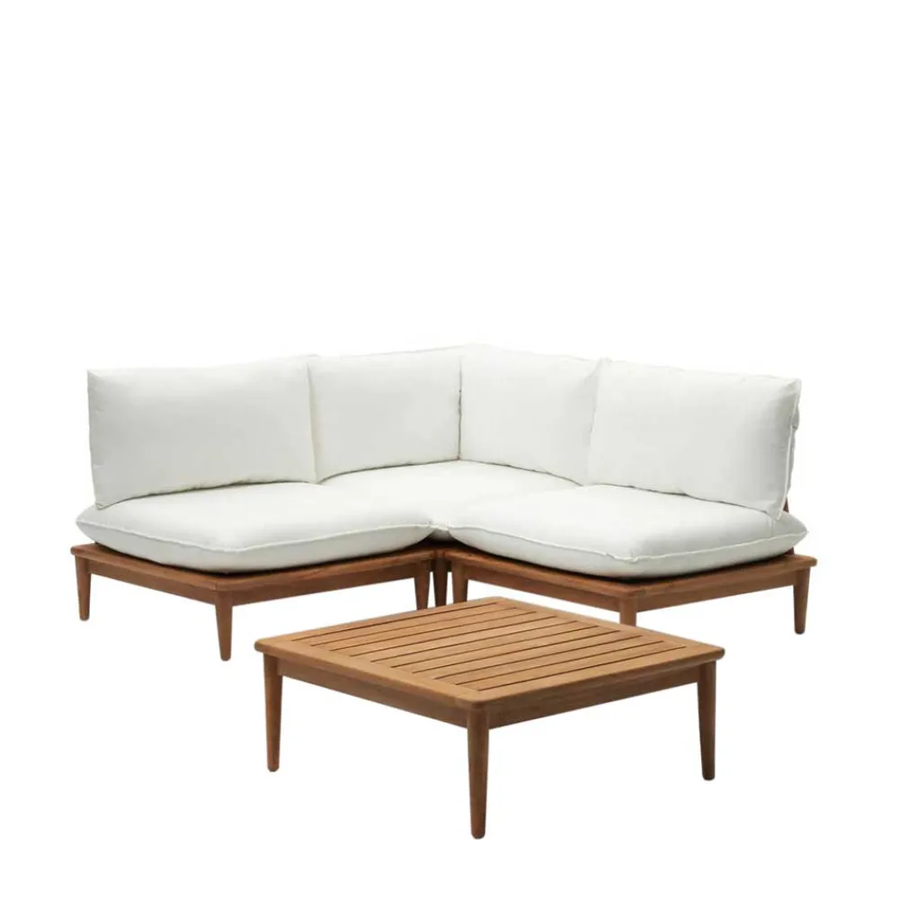 Wohnen Sitzgruppe<Teak Lounge mit Couchtisch Set - Palm (vierteilig)
