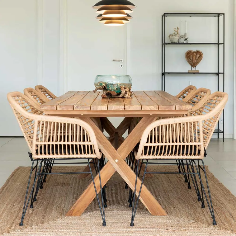 Wohnen Sitzgruppe<Teak Recyclingholz Esstisch & Stühle - Placer (siebenteilig)
