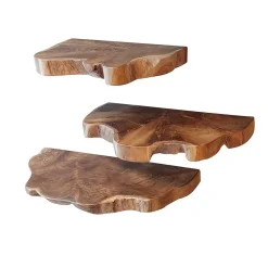Wohnen Regale<Teak Wandboard Trio mit Naturkanten - Matthis (dreiteilig)