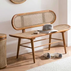 Wohnen Sitzbank<Teak Wohnraum Bank mit Wiener Geflecht - Feliana