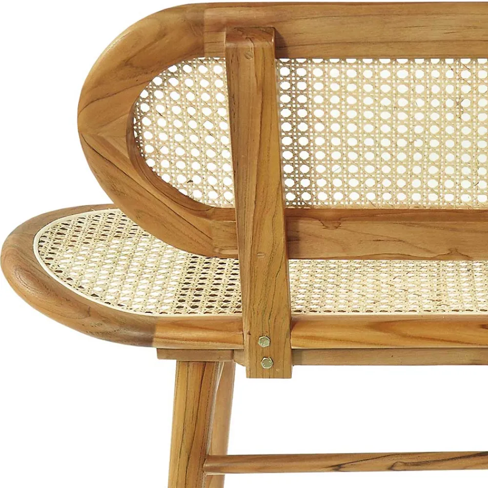 Wohnen Sitzbank<Teak Wohnraum Bank mit Wiener Geflecht - Feliana