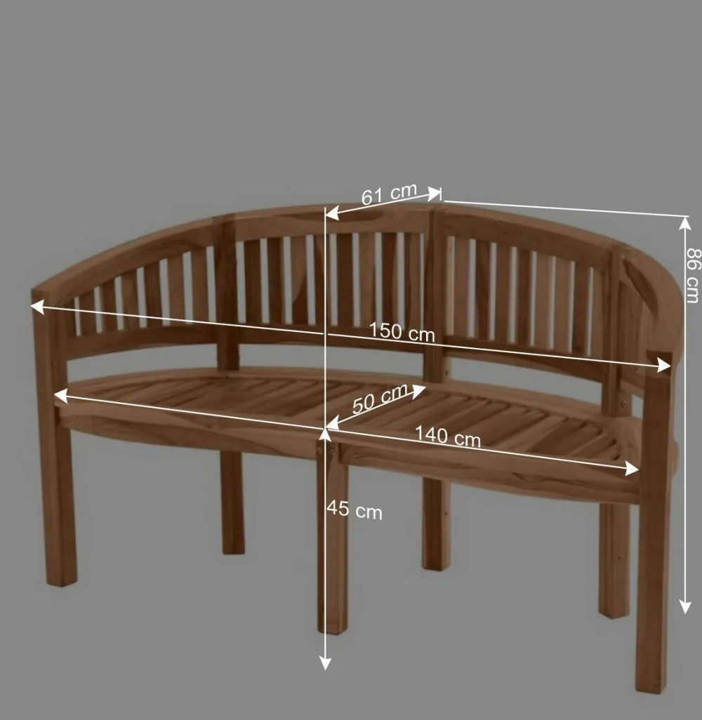 Wohnen Sitzbank<Teakholz Bananenbank für Garten 150x86x61 - Klahuma